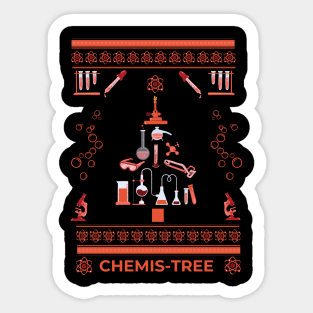 Nerdy Christmas Chemis-Tree Red Sticker